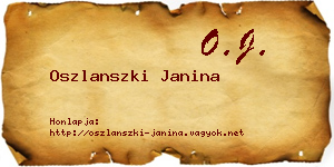 Oszlanszki Janina névjegykártya